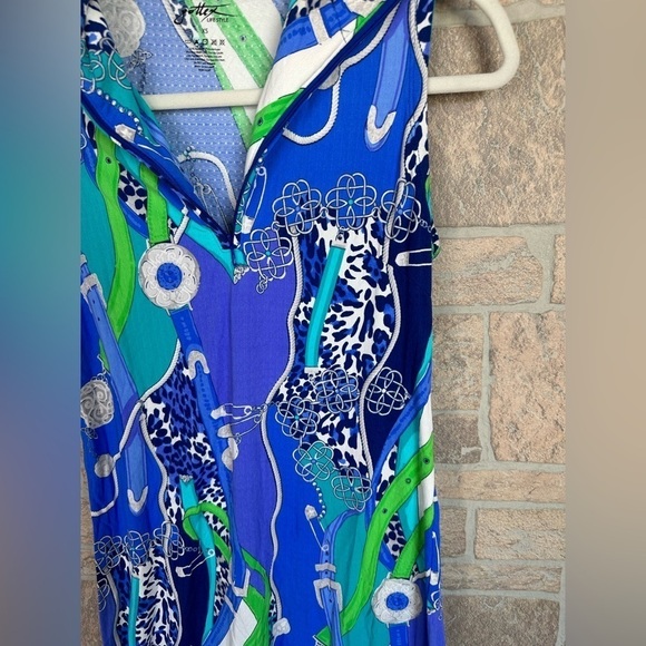 GOTTEX SLEEVELESS DRESS- BLUE MULTI XS - Picture 2 of 8